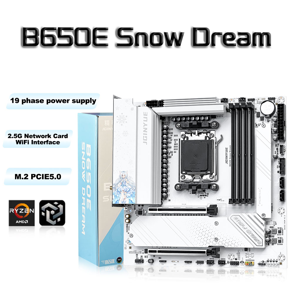 Placa-Mãe JGINYUE B650E Snow D - Am5 Micro Atx Pcie 5.0 Motherboard avaliação e preço